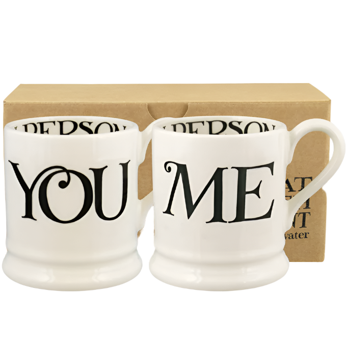 Emma Bridgewater Black Toast You & Me 2 x 1/2 Pint Mugs