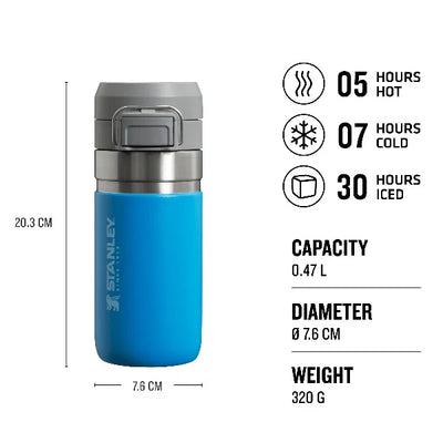 Stanley Quick Flip Water Bottle  0.47L - Azure - Last Chance to Buy