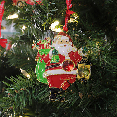 Tipperary Crystal Gem Santa with Lantern Decoration