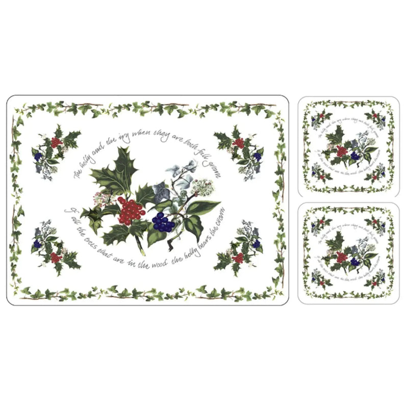 Portmeirion Holly and the Ivy 12 Piece Placemat & Coaster Set