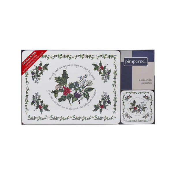 Portmeirion Holly and the Ivy 12 Piece Placemat & Coaster Set