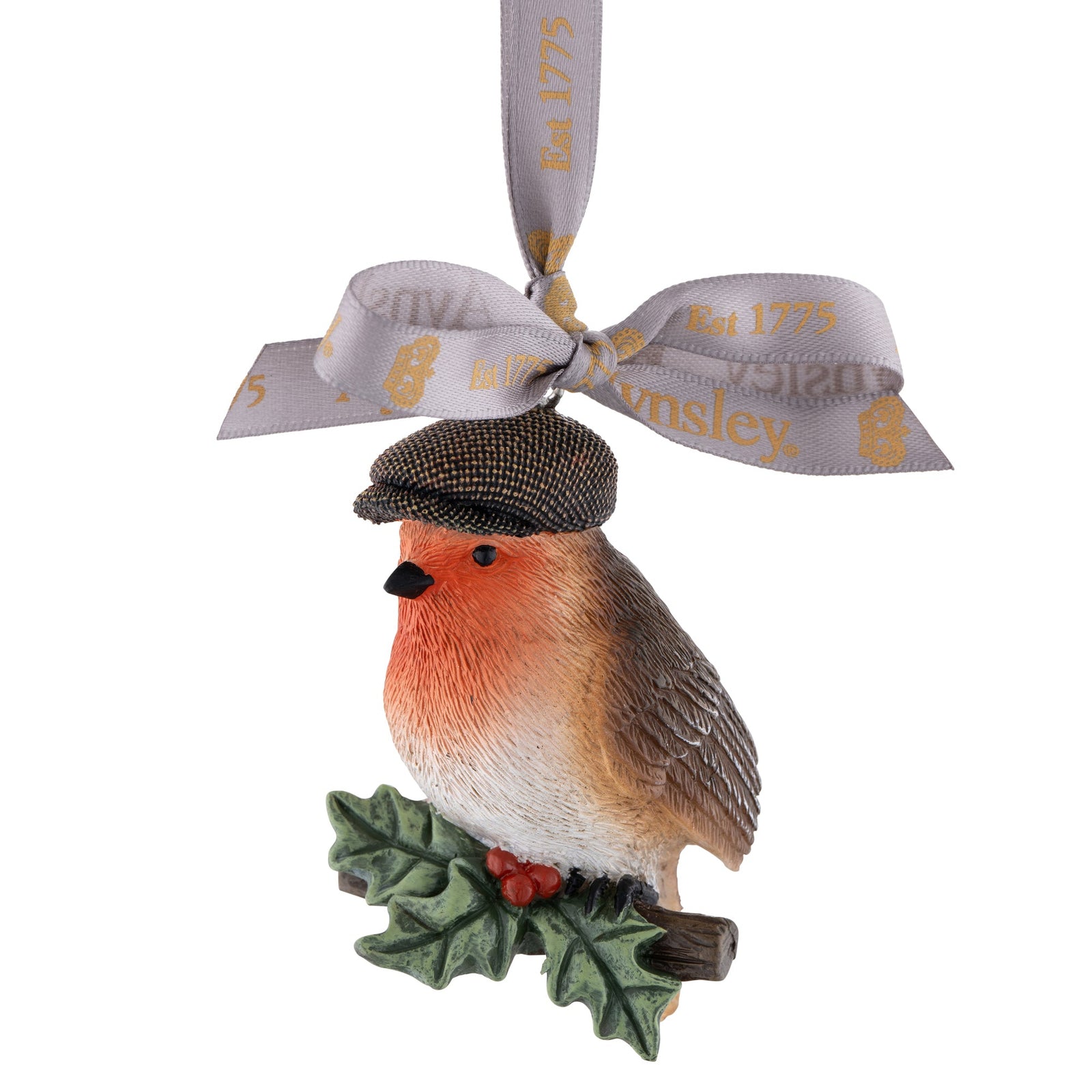 Aynsley Christmas Flat Cap Robin Hanging Ornament