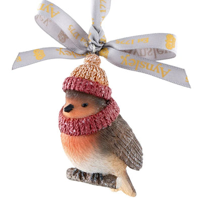 Aynsley Christmas Woolly Hat Robin Hanging Ornament