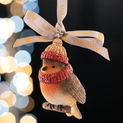 Aynsley Christmas Woolly Hat Robin Hanging Ornament