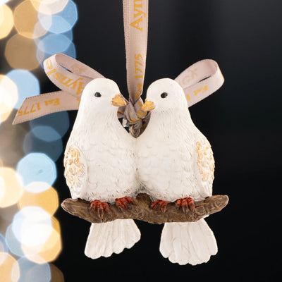 Aynsley Christmas Two Turtle Doves Hanging Ornament