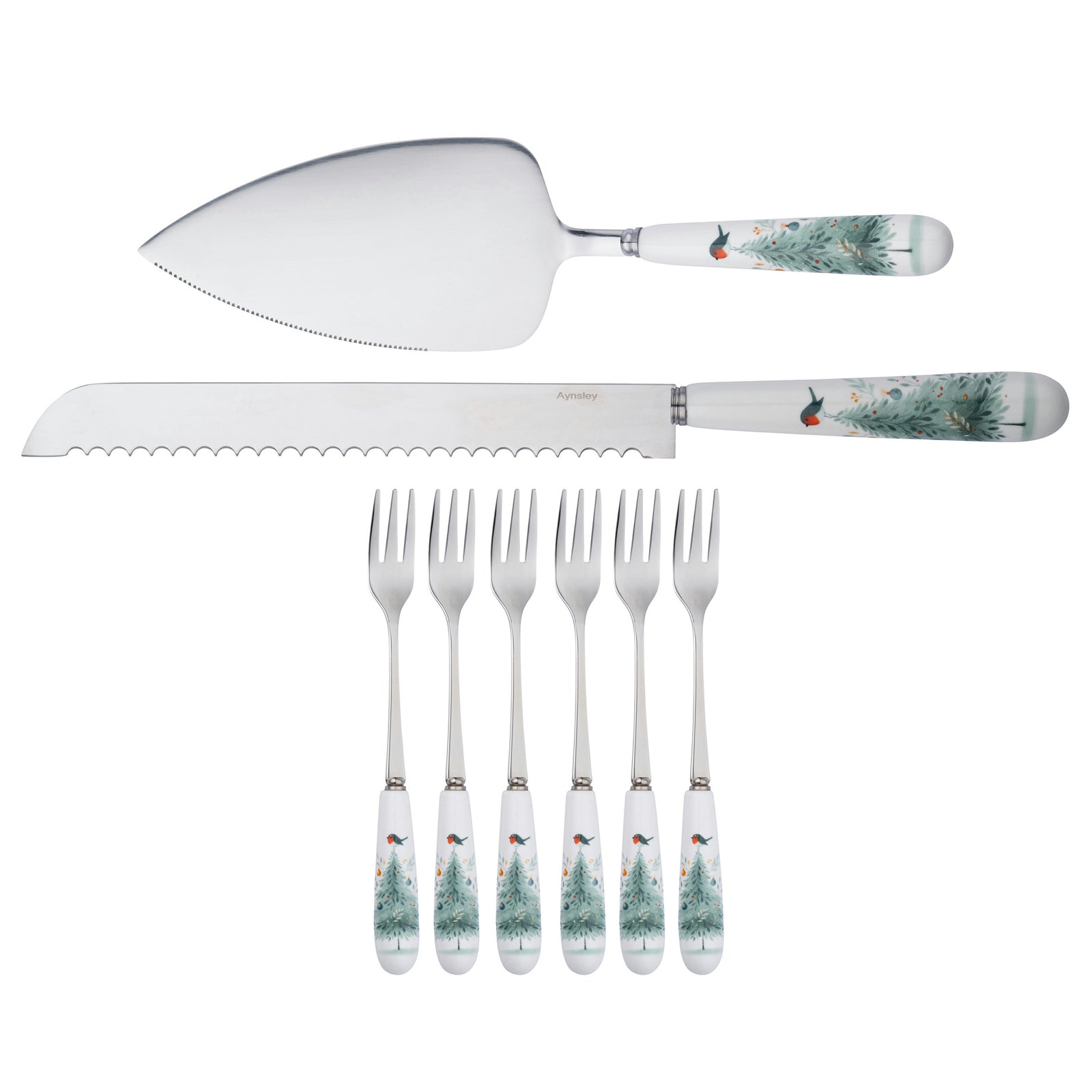 Aynsley Little Robin Christmas Tree Pastry Set: XMAS40906
