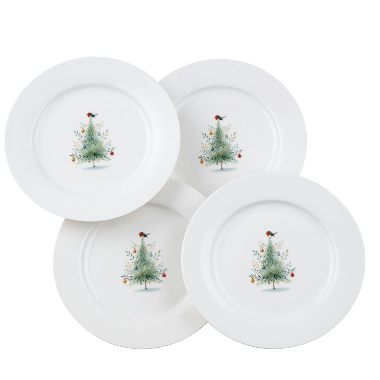 Aynsley Christmas Little Robin Christmas Tree Tea Plate Set of 4: XMAS40910