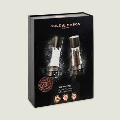 Cole & Mason Derwent Black Wood 190mm Salt and Pepper Mill Gift Set