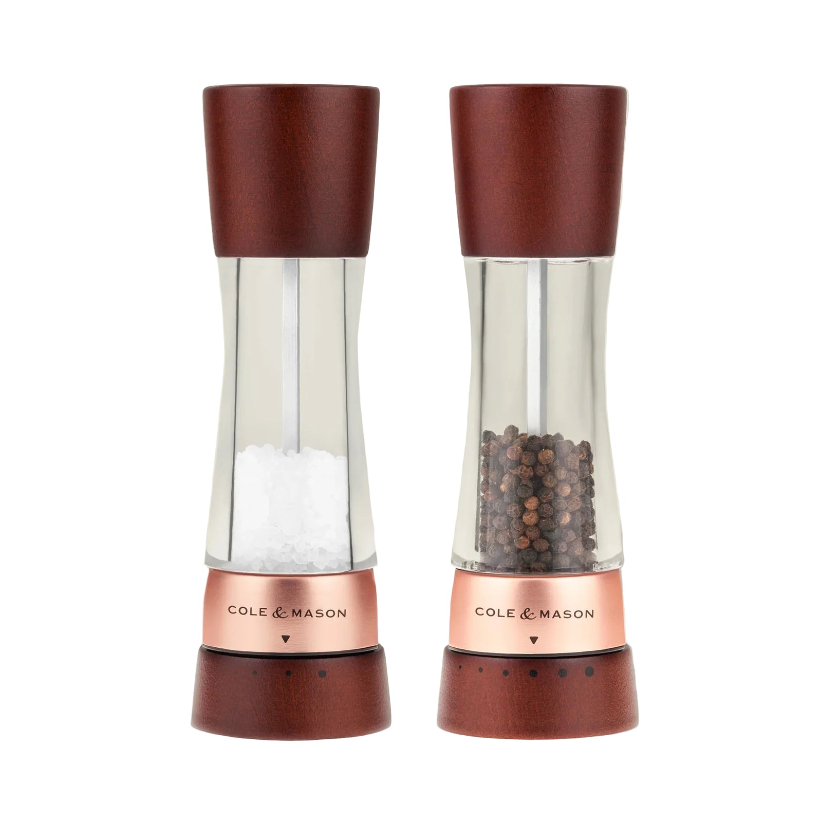 Cole & Mason Derwent Chestnut Rose Gold 190mm Salt and Pepper Mill Gift Set