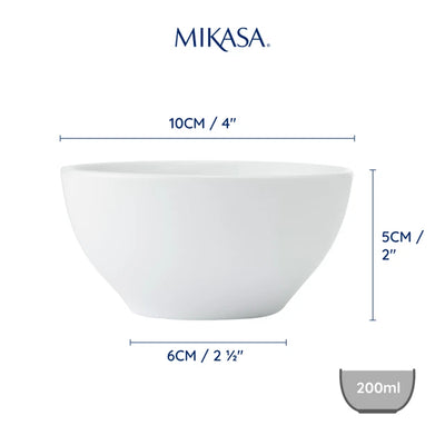 Mikasa Chalk Porcelain Nibble Bowls, Set of 4, White, 10cm