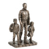 Bronze statue of a father and two children