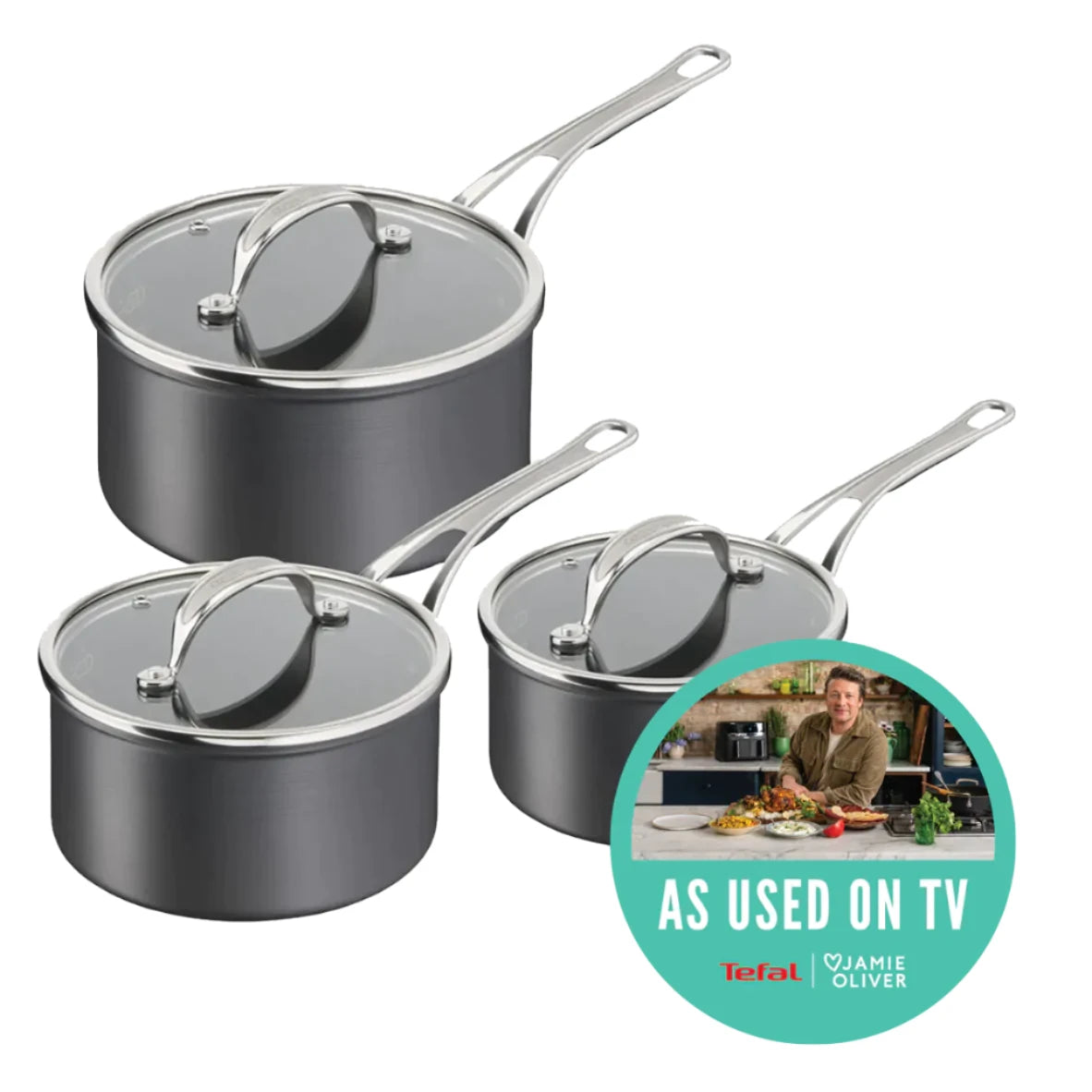 Tefal Jamie Oliver Cook s Classics Hard Anodised 3 Piece Saucepan Set First Ireland