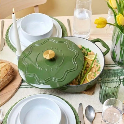 Judgeware Enamelled Cast Iron, 28cm Shallow Casserole, 3L - Green JCA19G