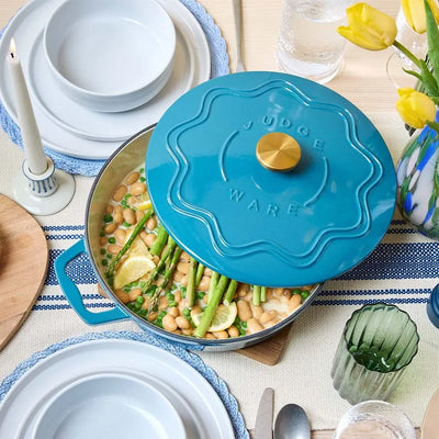 Judgeware Enamelled Cast Iron, 28cm Shallow Casserole, 3L - Blue JCA19B