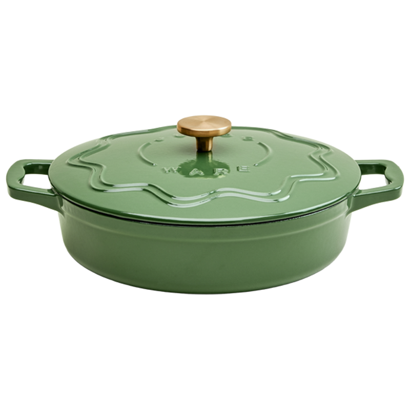 Judgeware Enamelled Cast Iron, 28cm Shallow Casserole, 3L - Green JCA19G