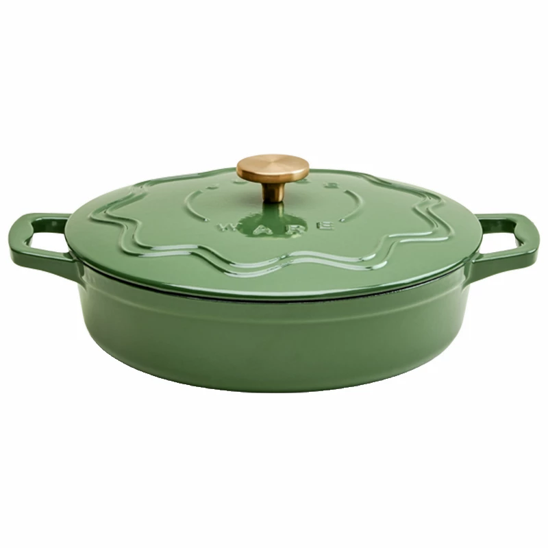 Judgeware Enamelled Cast Iron, 28cm Shallow Casserole, 3L - Green JCA19G