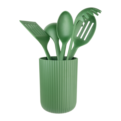 Grunwerg Greenworks Green 5 piece Utensil Set & Stand