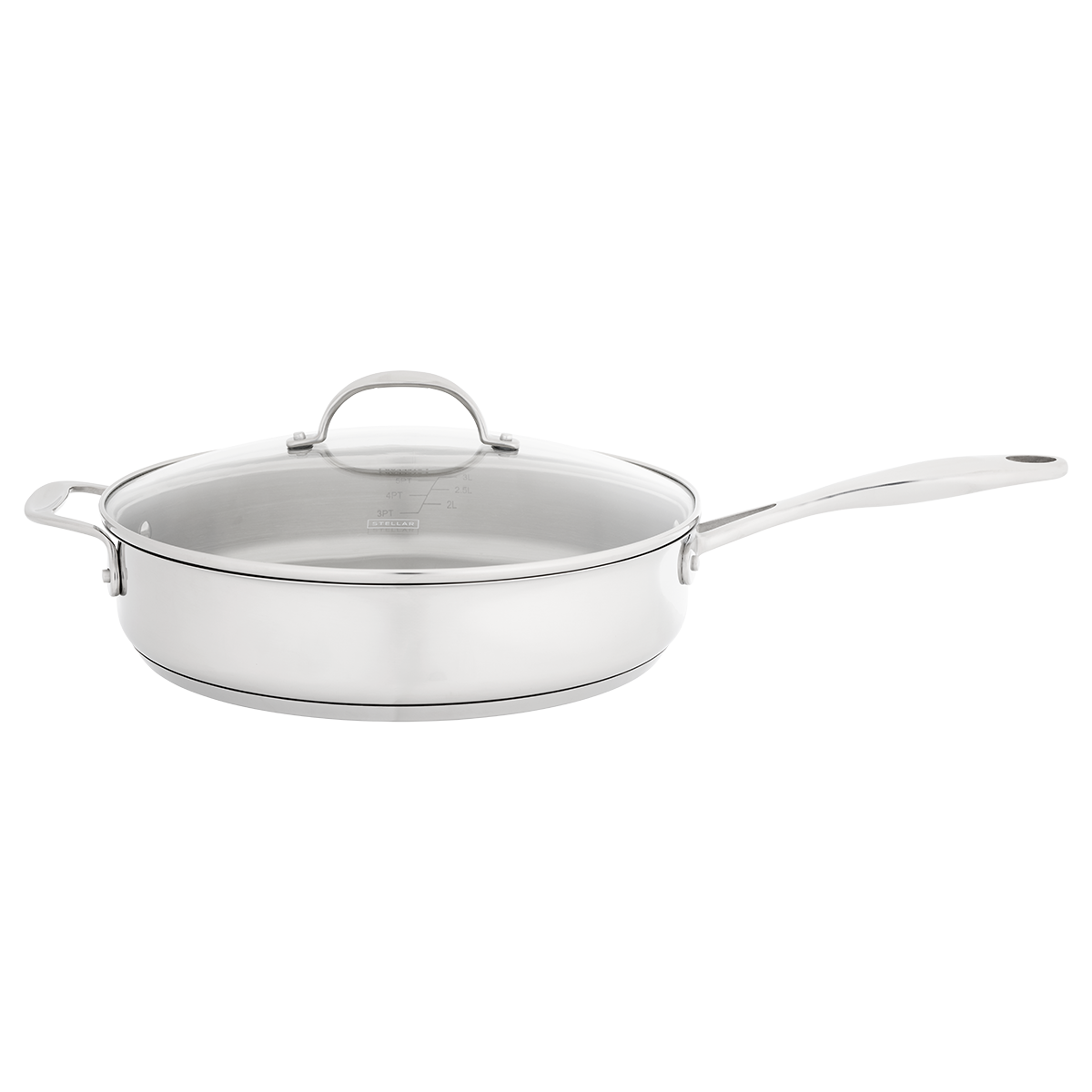 Stellar 7000 Profile 28cm Uncoated Sauté Pan with Glass Lid: S724UG