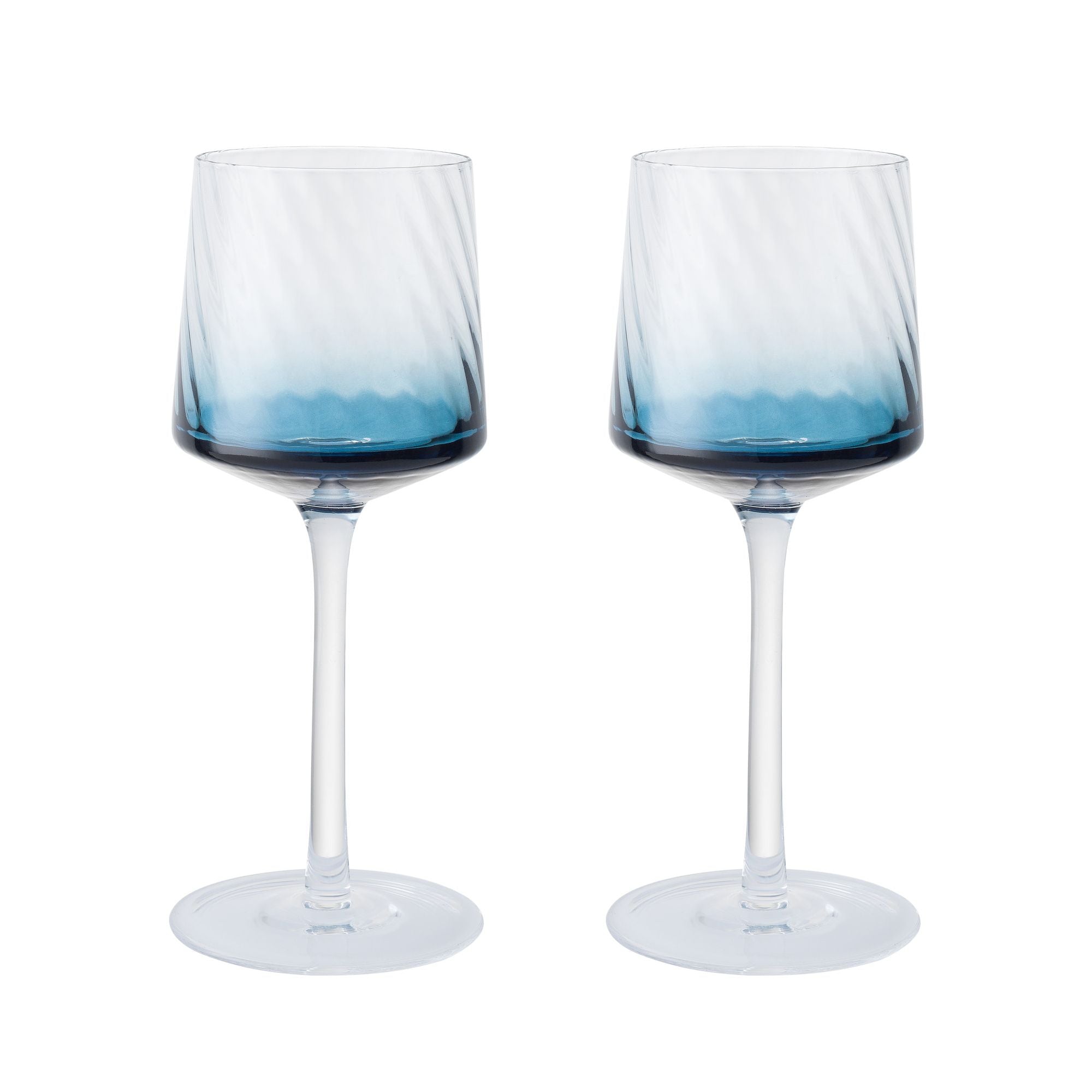 Denby Contemporary Blue Fluted Wine Glass Pair