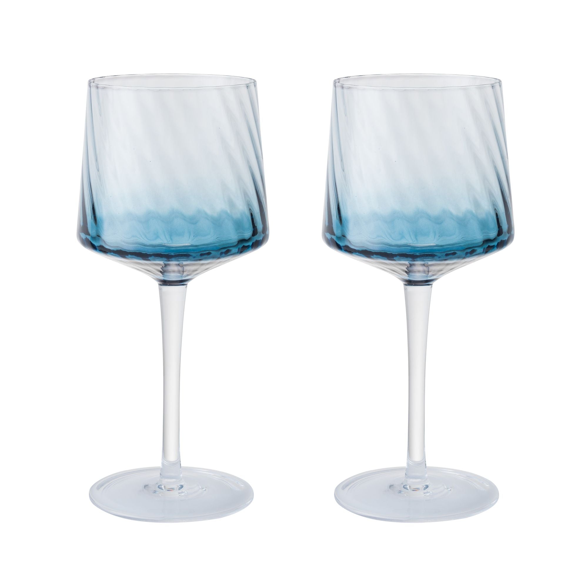 Denby Contemporary Blue Fluted Gin Glass Pair