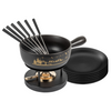 Kuhn Rikon Cheese Fondue Set Alpine panorama black 23cm with 6 plates