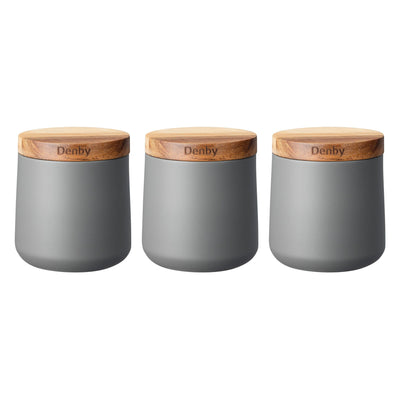 Denby Set of 3 Grey Storage Canisters