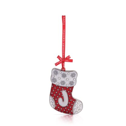 Tipperary Crystal Alphabet Stocking Christmas Decoration - J
