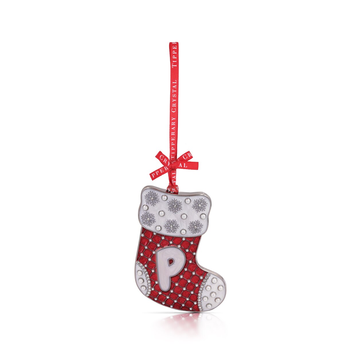 Tipperary Crystal Alphabet Stocking Christmas Decoration - P - Last chance to buy