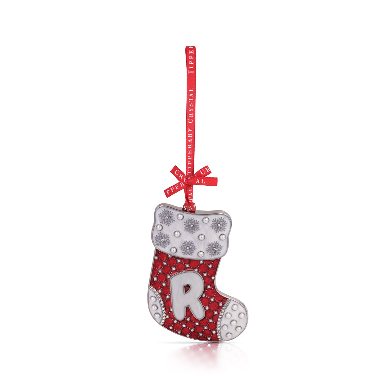 Tipperary Crystal Alphabet Stocking Christmas Decoration - R - Last chance to buy