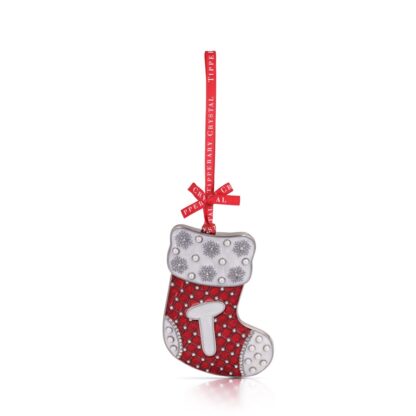 Tipperary Crystal Alphabet Stocking Christmas Decoration - T