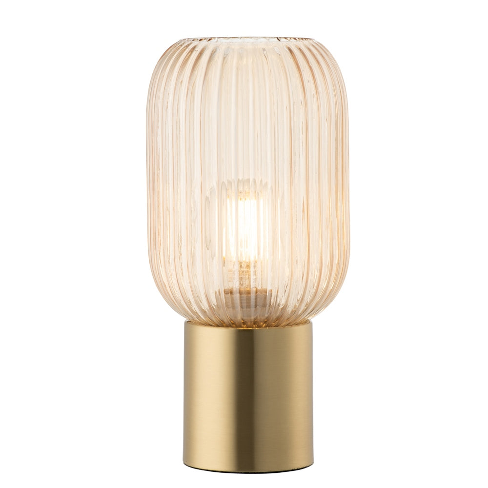 Galway Crystal Fluted Glass table Lamp Amber with Bulb: GCL02