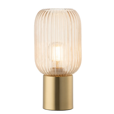 Galway Crystal Fluted Glass table Lamp Amber with Bulb: GCL02