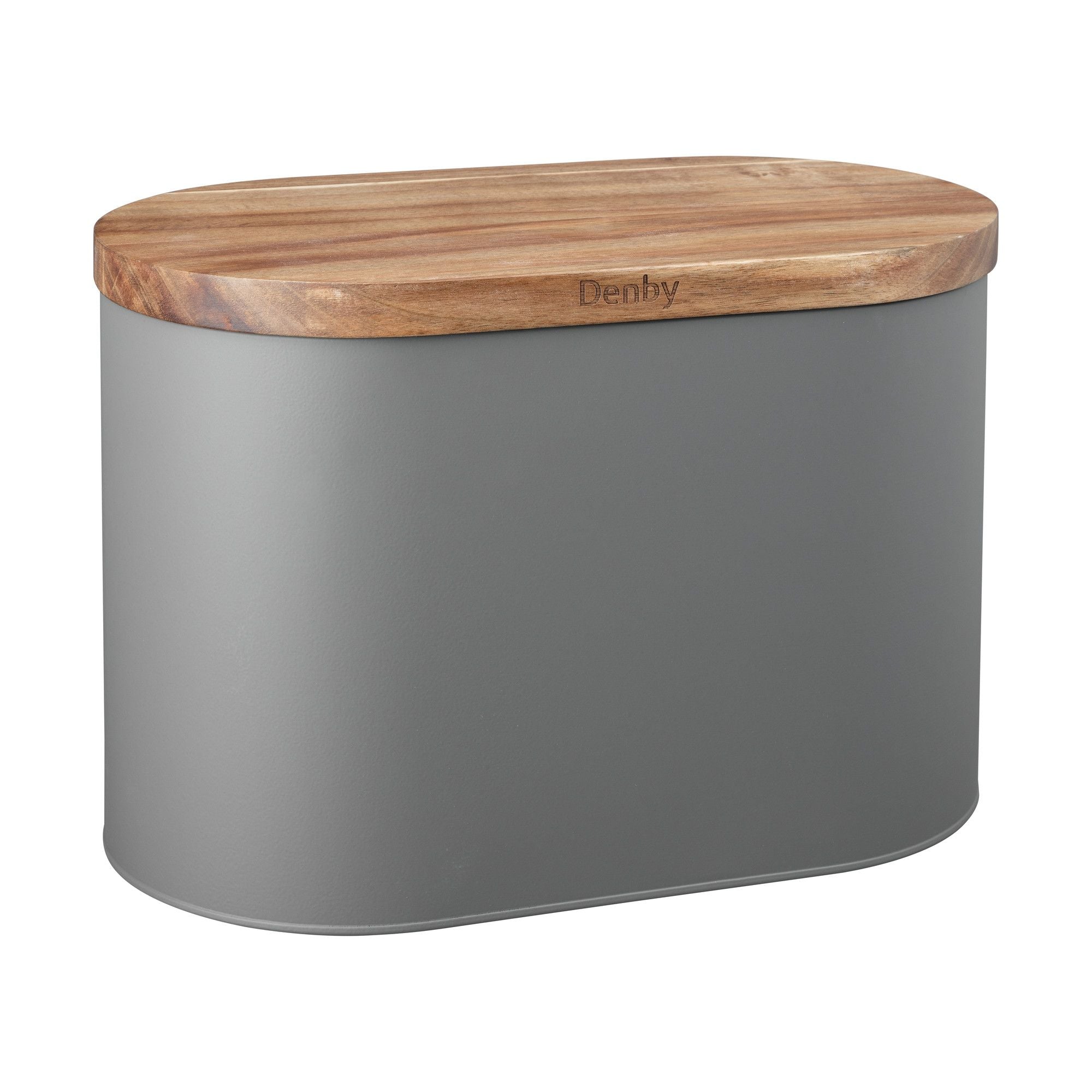 Denby Grey Bread Bin with Acacia Lid