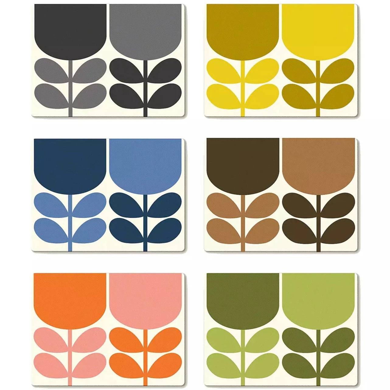 Orla Kiely Block Flower Placemats Set of 6 Mixed