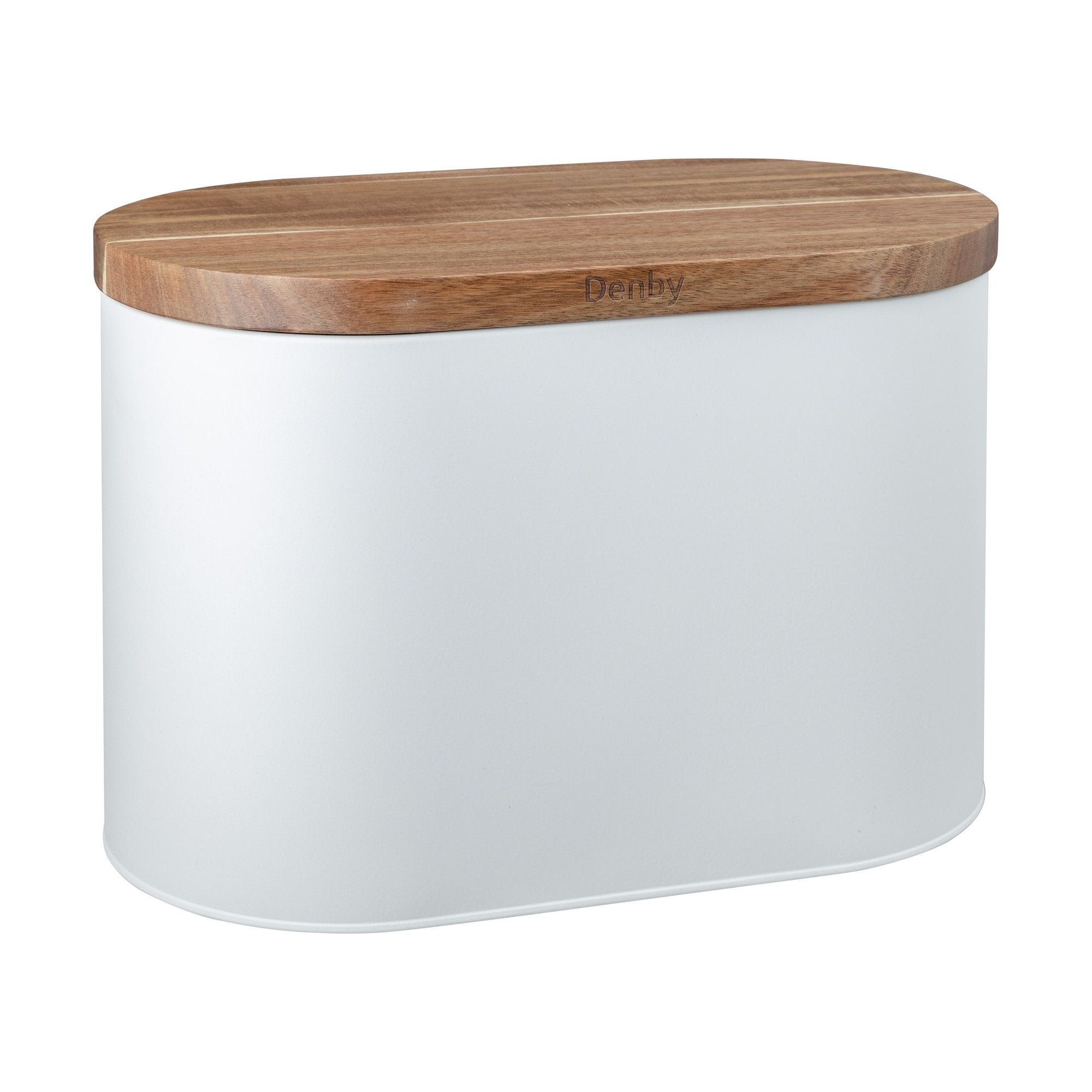 Denby White Bread Bin with Acacia Lid