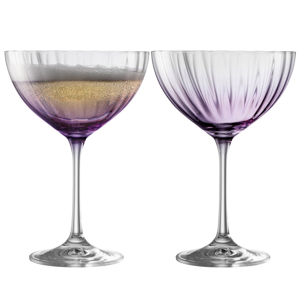 Galway Crystal Erne Amethyst Cocktail Glass Pair