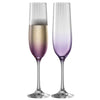 Galway Crystal Erne Amethyst Flute Champagne Pair