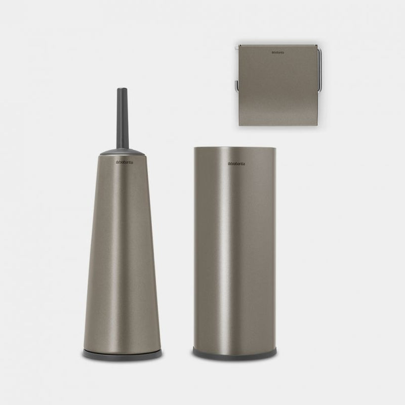 Brabantia  3 Piece Toilet Accessory Set Platinum Grey 280641