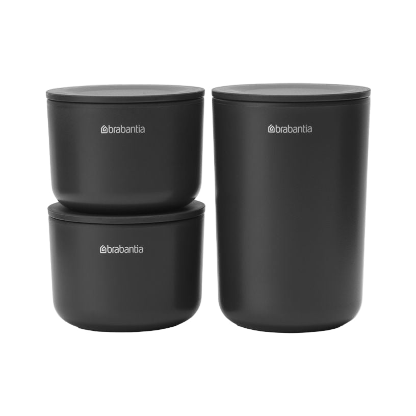 Brabantia set of 3 Storage Pots Dark Grey 281303