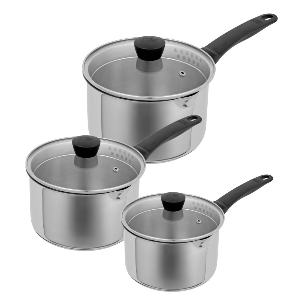 Kuhn Rikon Classic Plus 3 piece Draining Lid Saucepan Set: 37783