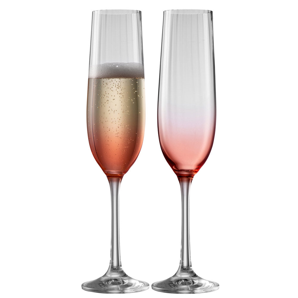 Galway Crystal Erne Blush Flute Champagne Pair