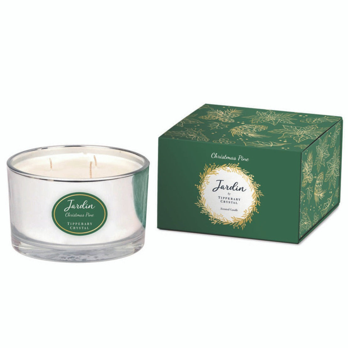 Tipperary Crystal Jardin Collection 3 Wick Candle - Christmas Pine