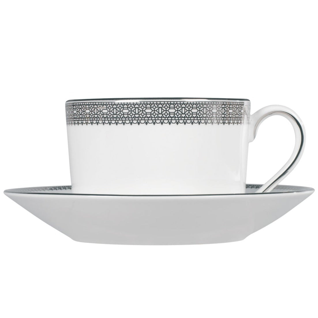 Wedgwood Vera Wang Lace Platinum Teacup and Saucer Set of 4