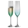 Galway Crystal Erne Aqua Flute Champagne Pair