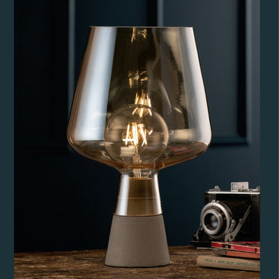 Galway Crystal Large Glass Table Lamp Amber with Bulb: GCL01