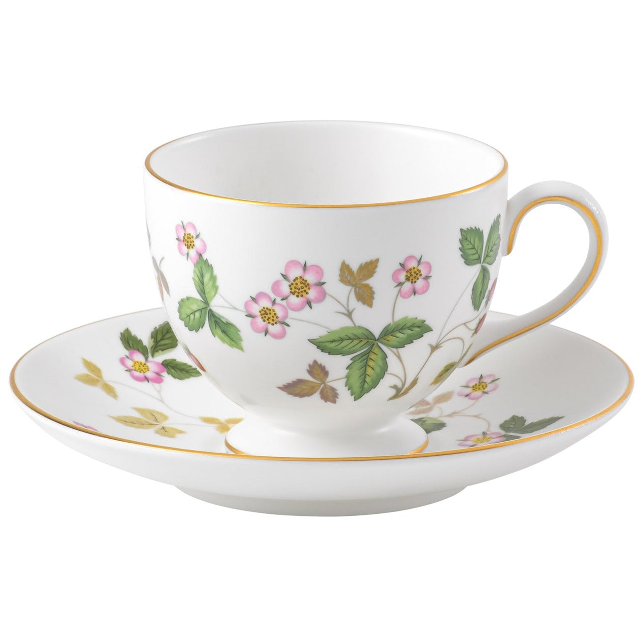 Wedgwood Wild Strawberry Teacup & Saucer Leigh - Set of 4