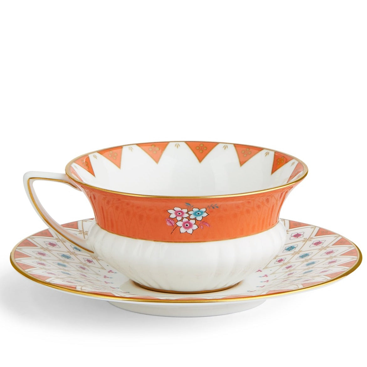 Wedgwood Wonderlust Peony Diamond Teacup & Saucer Boxed