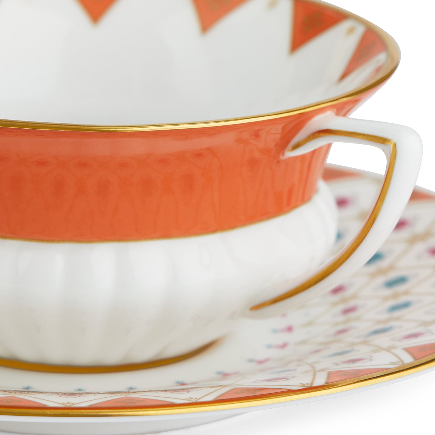 Wedgwood Wonderlust Peony Diamond Teacup & Saucer Boxed