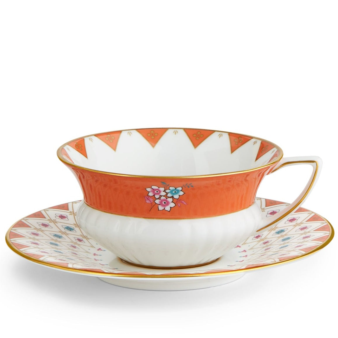 Wedgwood Wonderlust Peony Diamond Teacup & Saucer Boxed