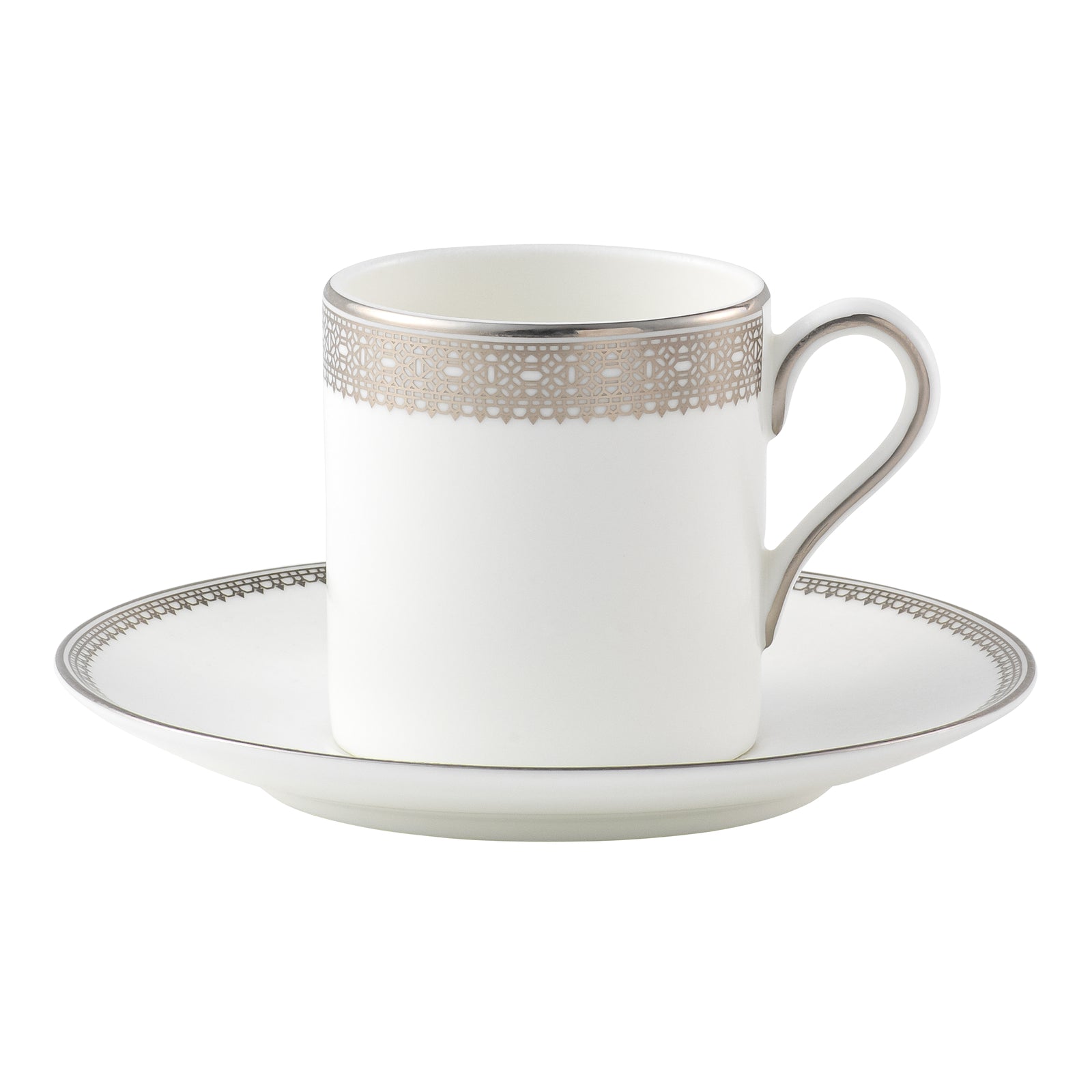 Wedgwood Vera Wang Lace Platinum Coffee Cup and Saucer - Set of 2